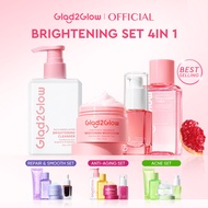 Glad2Glow 4PCS with Facial Cleanser + Serum + Moisturizer +Toner Niacinamide Brightening Fade Acne S