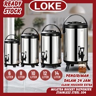 TERMOS LOKE Milk Tea Dispenser Large Hot Water Thermos Stainless Steel 304 6L/8L/10L/12L/14L
