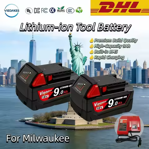 ⭐18V, 12800mAh For Milwaukee M18 Power Tool Battery, Charger, BR, XC, M18B5, 48-11-1860, Built-in 18