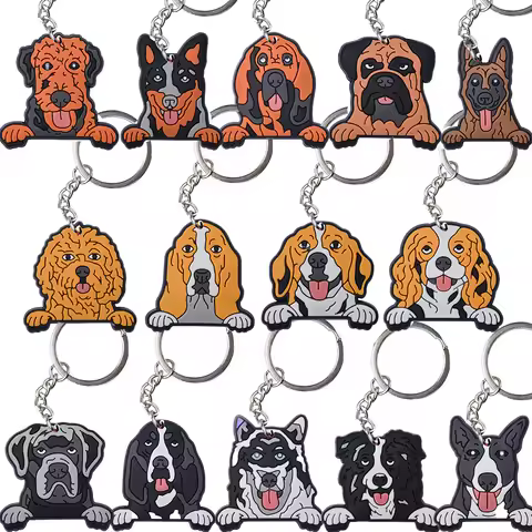 Cartoon Various Dog Keychains Alaskan Malamute Cane Corso Keyrings Kids Beagle Key Chains Chow Chow 