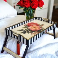Tray with legs for breakfast in bed. Serving tray in vintage style.