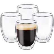 ComSaf Double Walled Glass Coffee Cups 350ML - Set of 4, Thermal Insulated Borosilicate Glass Mugs F