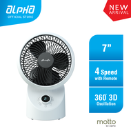 ALPHA Motto - DT360 G2 Desk Fan 7 Inch with 3 Blades (4 Speed Remote)