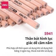 Bút chì lục giác thân gỗ Deli chuyên vẽ phác thảo vẽ mỹ thuật cho học sinh - loại HB/2B - Hộp 30 chi