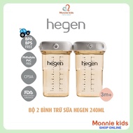 Set 2 Bình Trữ Sữa HEGEN PPSU 240ML Nắp Màu Trắng
