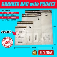 100pcs courier bag with pocket PARCEL BAG with POCKET GOOD QUALITY saiz S, M, L, XL (A5 / A4/A3 / A2