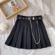 skirt for women korean style palda korean style highwist Gothic Skirts with Belt hanging Women Pleat