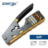 ZoeRax RJ45 Crimp Tool Pass Through Crimper Cutter for Cat6 Cat5 Cat5e 8P8C Modular Connector Ethern