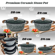 Premium Ceramic Stone Pot K&I Periuk Batu Granite Cookware [Ready Stok] dropship