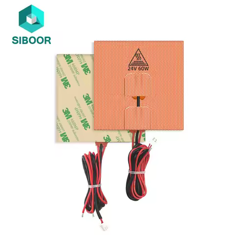 3D Printer Silicone Heater Pad Heating Mat 24V 60W 100x100mm Heated Bed with NTC 100K Thermistor for