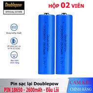 [Hộp 02 viên] Pin sạc Lithium 18650 - 2600mAh đầu lồi Doublepow pin dung lượng thực