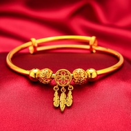 Original Pure 18K Saudi Gold Pawnable for Women Happiness Bracelet Dream Catcher Lucky Pure Gold Bracelet Woman And Girl Bracelet Bring Good Luck Fashion Jewelry Ladies Bracelets Girls Birthday Gifts Couple Gifts Lucky Bracelet