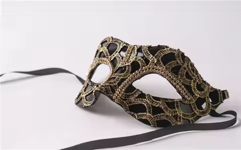 Golden lace couple, man, daughter, child, mask, makeup, dance party, party, half face mask decoratio