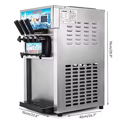 VEVOR Commercial Ice Cream Machine 3-flavor Yogurt Maker One-click Clean 18L/H LCD Display New Soft 