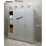 ALMARIIS® 1 DOOR 2 DRAWER WARDROBE/ 1 DOOR WADROBE WITH HANGING BAR & ADJUSTABLE SHELF/ 1 PINTU 2 LA