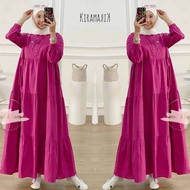 pakaian wanita midi dress jumbo bahan  katun twill premium muslim terbaru 2022 dres kekinia korean style gamis midi polos  bahan rayon viscouse terbaru baju lebaran 2022 baju kondangan terlaris mewah elegant busui bumil grosir fuchia lemon