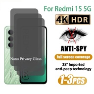 3 Pcs Privacy Glass Redmi 15 5G Tempered Glass for Redmi 15 5G 15C 14C 13 13C 5G 4G Anti-spy Screen 