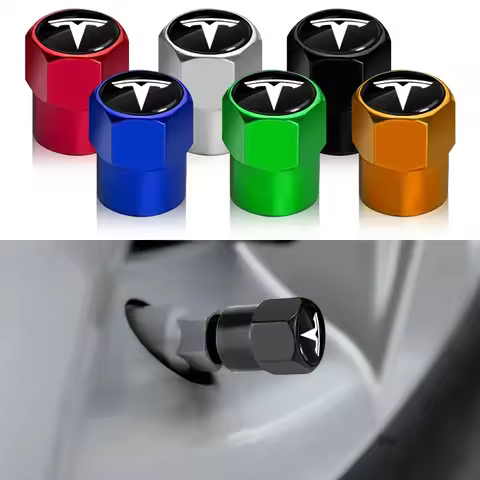 4Pcs Car Tire Valve Caps Metal Tyre Air Stems Cover For Tesla Model 3 Y S X Roadster Model 3 S X Y 2