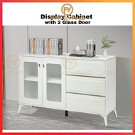 Fayeyang 140cm  Display Cabinet with Glass Door/ 5ft 4ft Almari Sideboard Cabinet Drawer Storage Cab