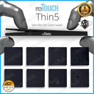 [BLACK] reTouch Thin5 Ultra Thin Soft Touch UV Skin Technology 1/2/3/4 Gang 1/2 Way 13A/15A/20A Swit