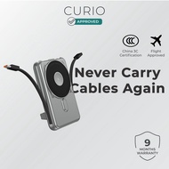 CURIO Space - 10000 mAh Magnetic Powerbank with 2-Way Cables, Stand, LED (3in1 Wireless/Watch, Type-