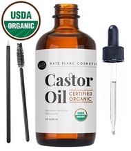 Castor Oil - 100% USDA Organic - Cold Pressed - Hexane Free - For Eyelashes Eyebrows Hair Growt..