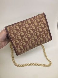Christian Dior morogram Lady Dior vintage mini Boston gold chain small bag wallet clutch 金鏈 手袋