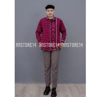 ANSTORE14 - BAJU TENUN COUPLE PUSPA MERAH  - KEBAYA COUPLE TENUN KONDANGAN PASANGAN