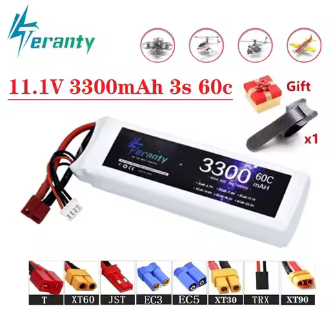 3s 3300mAh 11.1V 60C LiPo Battery For RC Helicopter Aircraft Quadcopter Cars Airplane 11.1V 3S Batte