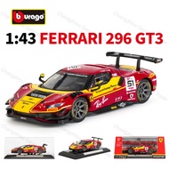 Bburago 1:43 Ferrari 296 GT3 2025 Static Die Cast Vehicles Collectible Model Racing Car Toys