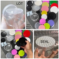SET of 5 self-adhesive SEAL films / Clear Black plastic lining - 68mm / 89mm jar lids - ALUMINUM/PLA