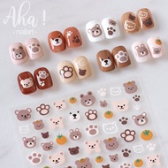 Cute Anime Bear Rabbit Nail Stickers /Self Adhesive Nails Decoration Decal/Cute Water Transfer Nail 