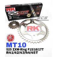 RK Sprocket Set YAMAHA MT10 MT09 MT07 525 GB ZXW W-Ring Rivet Black Gold Chain 15-17T-41T-50T Rantai