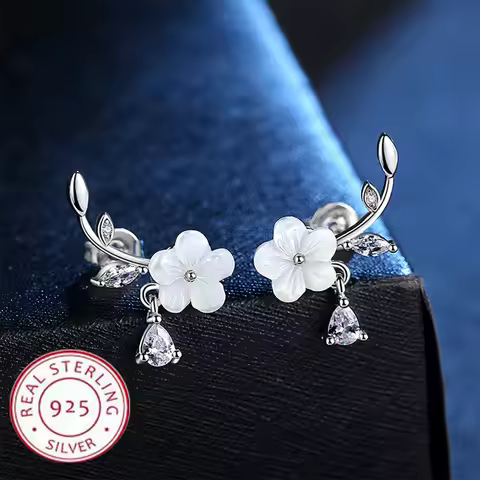925 Sterling silver needle Earrings Fashion High Quality Jewelry Double Row Crystal Zircon Round Stu