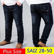 Men's Rubber Pants Jeans Plus Size 44 46 48 50 Pants Long Straight Cut Thick Denim / Men Elastic Jea