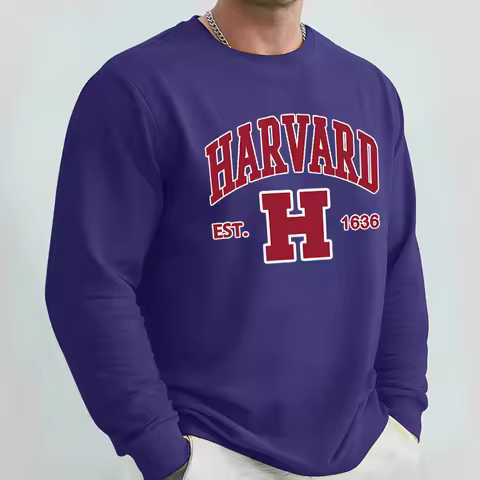 Harvard Est. 1636 Printed Autumn Hoodie Men Comfortable Simple Sweatshirts Loose Basics Clothing Hip