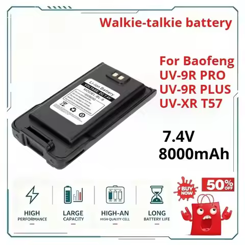 UV-9R for Baofeng UV-9R PRO UV-9R PLUS UV-XR T57 7.4V 8000mAh IP68 Waterproof Support Type-C Walkie-
