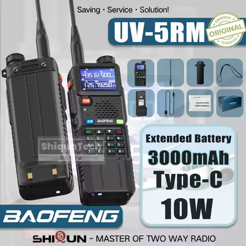 Baofeng UV-5RM Walkie Talkie Original 3000mAh Extended Battery 10W High power Ham Radio AM FM Type-C