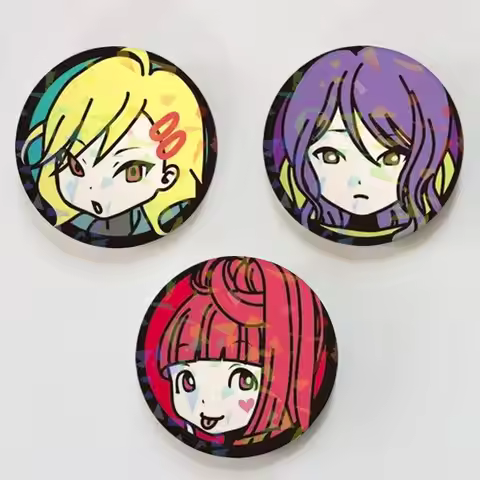 Anime G-Gnosia Round Badge Lapel Pins for Backpacks Briefcase Laser Brooch Clothes Gifts