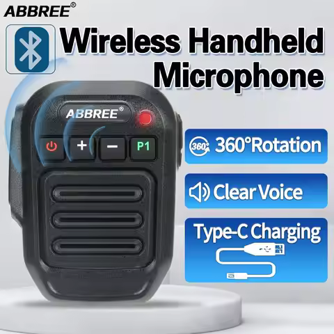 ABBREE Wireless Mic Bluetooth PTT Handsfree Speaker Microphone for Baofeng UV 5R 82 21 13 17 888S Qu