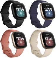 (4 Pack) Silicone Band for Fitbit Versa 3 Smart Watch Double-Buck Waterproof Women Men Bracelet Band for Fitbit Sense Strap