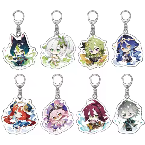 Game Impact Keychain Shogun Ayaka Cosplay Cute Zhongli Hutao Venti Tartaglia Mona Acrylic Key Chain