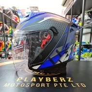 TRAX TZ301 MATT BLACK BLUE HELMET W FREE BACK SPOILER..!!