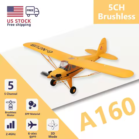 WLtoys A160 J3 RC Plane, 5 Channel RC Airplanes with 3D/6G Mode, 3D Brushless RC Planes with 2 Batte