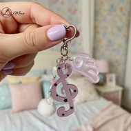 LUImo Cute Musical Notes Keychain with Wings for Bapa Car Keys Purse Pendant Creative Gift for Music