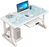 WSJTT Office Computer Desk Glass Surface With Threading Hole Storage Stand Laptop Desk Study Writing Table Modern Workstation for Home Office (Size : 47.2in)