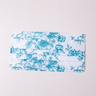 YSH 益勝軒 - 成人醫療級三層平面口罩/雙鋼印/台灣製-花青玫瑰 (17.5x9.5cm)-50入/盒(未滅菌)
