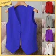 Fairystore| Women Vest Lightweight Women Vest Chic V-neck Sleeveless Business Vest for Women Perfect