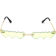 Womens Heart Emoji Funky Pimp Rimless Narrow Sunglasses