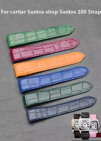 High Quality Genuine Leather Watch Strap For Cartier Santos Santos 100 Men's and Women's Folding Buc